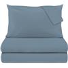 KASANOVA Completo Letto Matrimoniale Cotone Raso Blu Avio