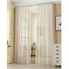Laneetal Tenda Trasparente Lino Voile Tenda Finestra per Salotto Camera da Letto 1 Pannello 140 x 245 cm Crema