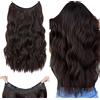 Silk-co Extension Capelli Clip con Filo Invisibile Extension con Elastico Capelli Ricci Ondulati Naturali Posticci 40cm, Castano Medio