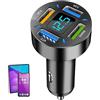 Yonuaret Adattatore per caricabatterie rapido da auto USB QC3.0, Adattatore per caricabatteria da auto super veloce a 4 porte da 66 W, Accendisigari a LED per telefono portatile Pixel