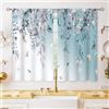 oolygoo - Tende per finestre di cucina con fiori, in stile country, tende corte per bagno, finestre piccole, motivo: foglie, fiori, farfalle, grigio blu, 70,9 x 99 cm