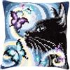 VERVACO Kit Cuscino Punto Croce GATTO CON FARFALLE Set Ricamo Principianti Cuscini Gobelin Decorativi ca. 40 x 40 cm Accessori Per Lavoretti Creativi DIY Casa Decor Hobby Adulti Cross Stitch
