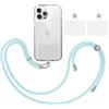 TBOC Pack: Cordino Catenella Laccio Strap Porta Cover [Blu Chiaro] + 2 Toppe di Fissaggio aggiuntive Telefono Cellulare Collo - Tracolla Catenina cordini Phone Cellulari Universale Laccetti