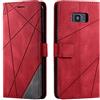 SONWO Cover per Galaxy S8 Plus, Flip Caso in PU Pelle Case Cover Portafoglio Custodia per Samsung Galaxy S8 Plus, [Kickstand] [Slot per Schede], Rosso