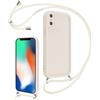 Coalbooliy Cover per iPhone X/XS 5,8 con Cordino per Cellulare, Custodia Silicone con Regolabile Collana Sottile Morbida Case Protezione della fotocamera Antiurto con Necklace per iPhone XS, Bianco