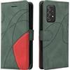 Fatcatparadise Cover per Samsung Galaxy A52 5G/4G /A52S 5G, Flip Caso in PU Pelle Case Libro Portafoglio Protettiva Custodia con TPU Antiurto,[Kickstand][Slot per Schede][Chiusura Magnetica] (Verde)