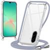 Oelrstfe Cover con Cordino per Samsung Galaxy A26 5G, Trasparente Silicone Custodia con Regolabile Collana Laccio Tracolla, Antigraffio Proteggere Case Corda per Samsung Galaxy A26 5G, Grigio