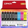 Ondula 580 581 XXL Cartucce d'inchiostro Compatibile per Canon PGI-580 CLI-581 XXL Multipack per Pixma TR7550 TR8550 TS6150 TS6151 TS705 TS8150 TS8250 TS9150 TS6151 TS8251 TS6250 (13 Pezzi)