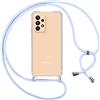 Pnakqil Cover per Samsung Galaxy A33 5G con Cordino, Trasparente Custodia con Laccio Tracolla Cellulare Girocollo Collana Protettiva per Samsung A33 5G 6.4, Viola