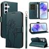 Bravoday Cover per Samsung Galaxy A55 5G, Custodia in PU Pelle Portafoglio Flip Schede con Slot per Carte, Magnetica Antiurto Cover per Galaxy A55 5G, Verde Scuro