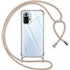Pnakqil Cover per Xiaomi Redmi Note 10 Pro 4G con Cordino, Trasparente Custodia con Laccio Tracolla Cellulare Girocollo Collana Protettiva per Redmi Note 10 Pro 4G 6.67 Pollic, Khaki