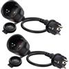 HuaLiSiJi Prolunga Schuko Corta 16A 250V Prolunga Schuko Impermeabile Prolunghe Elettriche Piccole, per Presa IP44 per Esterno o Interno, Casa, Ufficio (0.5m 2pezzi)