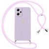 Oelrstfe Cover per Xiaomi Redmi Note 12 5G/Xiaomi Poco X5 con Cordino,Custodia Silicone Morbido Sottile con Motivo Cuore e Collana Laccio Tracolla,Antiurto Antigraffio Corda Regolabile Case,Viola