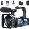 FIREFOTO Videocamera 5K 56MP Camera Vlog per YouTube, WiFi, Visione Notturna IR, Zoom Digitale 16X, Schermo Touch 3, Webcam, Microfono Esterno, 2 Batterie, Scheda 64GB, Stabilizzatore, Telecomando, Treppiede