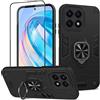 Btstring Cover per HONOR X8a con Pellicola Protettiva, Grado Militare Custodia con Cavalletto in Metallo Rotante a 360°, Hard PC Back Cover e TPU Bumper Antiurto Case- Nero