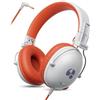 awatrue Cuffie per Bambini, Limite di Volume 74/85dB, Suono Stereo, Suono HD, Pieghevoli Over Ear per Scuola/Tablet/PC (Bianco Arancione)