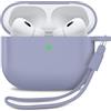 MyGadget Custodia in Silicone per AirPods Pro 2a Generazione [ 2022 ] - [ Compatibile con Qi ] con Braccialetto in Silicone - Custodia Protettiva Morbida - Viola scuro