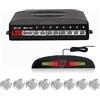 Cocar Kit 8 Sensori di Parcheggio Radar, Cocar LED Display Rilevamento Distanza + 8 Sensori + Sostegno Suono di Allarme(Argento)