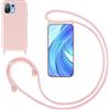 GoodcAcy Cover con Collana per Xiaomi Mi 11 lite,Custodia Silicone Liquido con cordini,Custodie con Regolabile Collana Antiurto AntiGraffio Case con Laccio Tracolla per Xiaomi Mi 11 lite,Pink