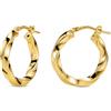 Miore Orecchini Donna Argento Sterling 925 Placcato Oro 18K, Orecchini a Cerchio Dorati ed Intrecciati da 15mm, Gioielli da Donna Made in Italy, con Custodia Portagioie