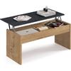Muebles Pitarch | Tavolino sollevabile, tavolino da salotto, tavolino da pranzo ausiliare, rovere gold, 47x100x50 cm (chiuso) 58x100x50 cm (aperto), tavolino basso per divano, moderno, modello Oslo