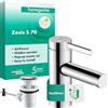 hansgrohe Zesis S - Rubinetto per lavabo con scarico a tirante, risparmio energetico (CoolStart), Miscelatore lavabo risparmio idrico (EcoSmart+) con altezza bocca 74 mm, cromo, 74710000