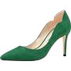 Joy in Love per Donna Stiletto Scarpe Tacchi Medi Punta a Punta Abito Décolleté a Spillo V-Cut, Camoscio Verde., 39 EU