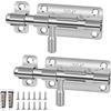 Nakutita Chiavistello Porta in Acciaio Inox 304, 2 Pezzi Chiavistello Scorrevole Per Porta in Legno con 12 viti, Catenaccio Scorrevole per Porte Di Sicurezza, Bagno, Camera Da Letto, Mobili Finestre Cancello