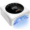 BETE Lampada per unghie a LED senza fili, UV ricaricabile da 78 W, con sensore a infrarossi e display LCD, asciuga unghie portatile con 5 impostazioni di timeout (Bianco)