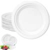 YAAVAAW Piatti di carta usa e getta bianchi da 15 cm, super rigidi, ecologici, compostabili, biodegradabili, confezione da 100, robusti piatti per feste di canna da zucchero, resistenti e resistenti, per cibi