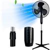 EXTRALINK Ventilatore a piantana 45W Ø40cm - 3 velocità, ventilatore silenzioso con oscillazione orizzontale, inclinazione e altezza regolabili, design moderno per casa, camera, ufficio - nero