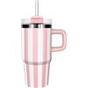Bestaa Tumbler da 20 oz/590 ml, con manico e paglia, tazza termica con cannuccia e manico, in acciaio inox, tazza da viaggio, regalo per sport all'aria aperta (strisce rosa)