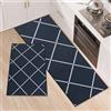 LY4U Set di 2 Tappeti da Cucina, Tappetini da Cucina Lavabili, Runner Antiscivolo, Tappetino Assorbente per Ingresso e Decorazione Domestica Ufficio, 50x80+50x150cm, Nero