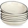 vancasso BONBON Ciotole per Pasta Set di 6-24,3 x 5,5 cm Piatti Fondi in Gres, 1500 ML Ciotole Grandi per Zuppa, Pasta, Insalata, Adatti al Forno a Microonde e Lavastoviglie, Dipinto a Mano, Beige