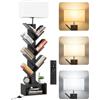 OUTONLIFE Libreria a Forma di Albero in Legno con Luce, Scaffale Autoportante a 6 Ripiani ad Angolo con Telecomando - Libreria Salvaspazio per Libri, CD, per Soggiorno, Studio, Ufficio (Nero)