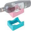 Linkidea Portabottiglie in silicone, versatile, supporto antiscivolo per bottiglia singola, compatibile con vino e champagne, espositore per bar, cucina (blu e rosa)