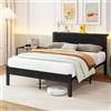 Diahomy Struttura letto matrimoniale in metallo con testiera in legno/base materasso/contenitore sotto il letto/senza bisogno di molle/nero