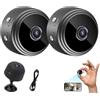 AFGQIANG Secretscope - Mini telecamera di sicurezza, mini monitor senza fili con funzione di visione notturna, telecamera WiFi per esterni wireless 1080p HD (2 pezzi, nero)