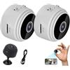 AFGQIANG Secretscope - Mini telecamera di sicurezza, mini monitor senza fili con funzione di visione notturna, telecamera WiFi per esterni wireless 1080p HD (2 pezzi, bianco)