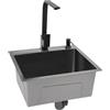 JUUTALK Lavello da incasso, 40 x 45 cm, in acciaio inox, con rubinetto, set di base, 34 x 23 cm, nero