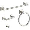 bluebyrne Set di accessori da bagno in nichel spazzolato, 4 pezzi, in acciaio inossidabile, da parete, include barra portasciugamani da 40 cm, anello per asciugamani, ganci per accappatoio, porta carta igienica