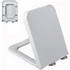 Wttfc Sedile WC Quadrato in PP, Tavoletta WC con Chiusura Ammortizzata e Sgancio Rapido, Copriwater Universali, Facile da Montare e Pulire, Coperchio WC Bianco, 04F, 47x36cm