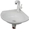 Gartenassistentin Lavandini Bagno Montaggio Parete Lavandini Angolari Triangolare Senza Foratura Mini Lavabo Plastica da Bagno Con Rubinetto E Accessori Di Scarico,lavello per bagno,Camper, Barca,Wc