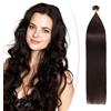 SEGO Pro Extension Cheratina Capelli Veri 40cm 25 Ciocche 25g #2 Marrone Scuro Pre Bonded 1g/Ciocca 100% Remy Naturale Keratina Human Hair