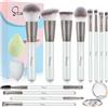 START MAKERS Pennelli Make up Start Makers 12 Pezzi Set Pennelli Trucco Professionale per Fondazione Cipria Fard Ombretto, Correttore, Set di Pennelli Trucco make up, Kit con 2 Spugnetta e Specchio, Grigio
