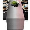 YongXinMY Runner da tavola lungo Ombre per la decorazione della casa, tovaglia moderna in cotone e lino sfumato rosa grigio, lavabile, antiscivolo, rettangolare, per tavolo da pranzo, matrimoni, cucina, feste
