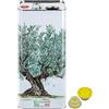 acquaverde | 1 Lattina per Olio di Oliva, Latta Bianca con Albero, in Metallo, Contenitore Alimentare da 5 Litri con Doppio Tappo e Maniglia