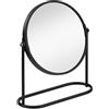 Navaris Specchio Trucco Ingranditore 2X - Specchio da Tavolo per Trucco - Specchio Rotondo con Cornice Nera - Specchio Doppio da Bagno Nero