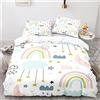 ZZASW Arcobaleno Set Di Biancheria Da Letto Copripiumino 155X220 Cm Copripiumino Bambino Con Cerniera Stampa Digitale 3D Microfibra + 2 Federe 50X75 Cm
