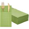 GORGECRAFT 75pz 40x40cm Tovaglioli di Carta in Lino Verde Morbido in Polpa di Legno Nativa Rettangolo Asciugamani in Tessuto Prepiegati Airlaid Tovagliolo da Cena per Posate San Valentino Matrimonio